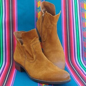 Paul Green Nicole Nut Suede Ankle Western Boots in Chestnut Women's 7